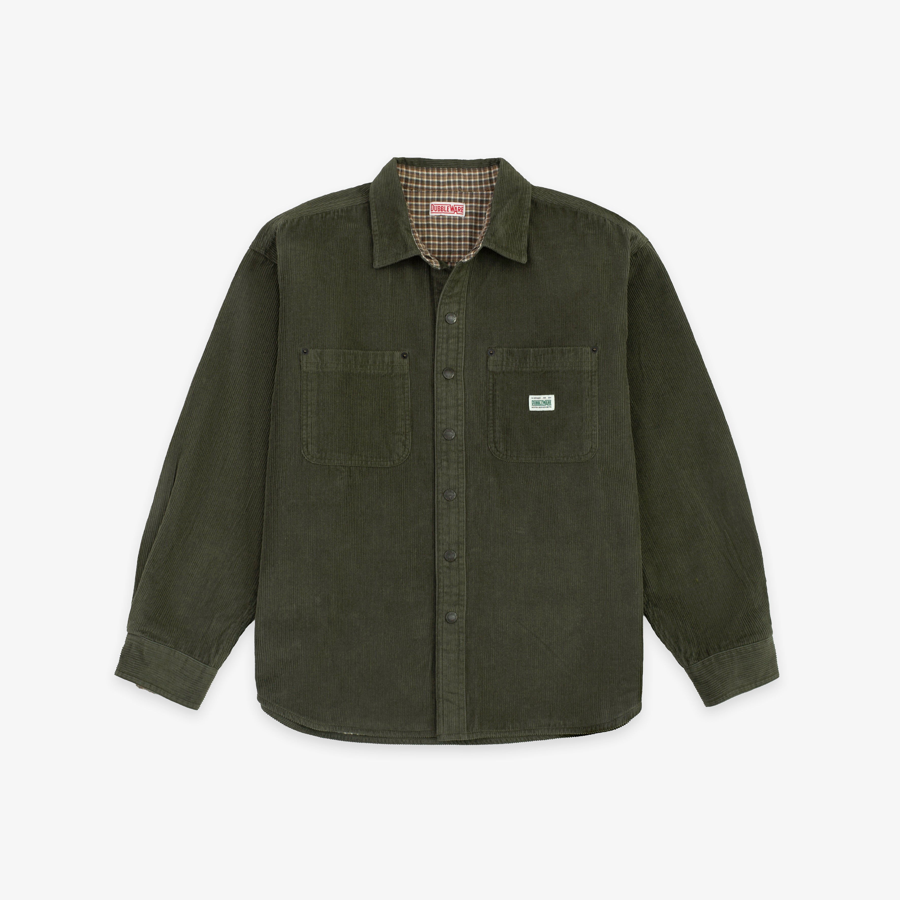 Lined Snap Overshirt - Sage Corduroy | Dubbleware