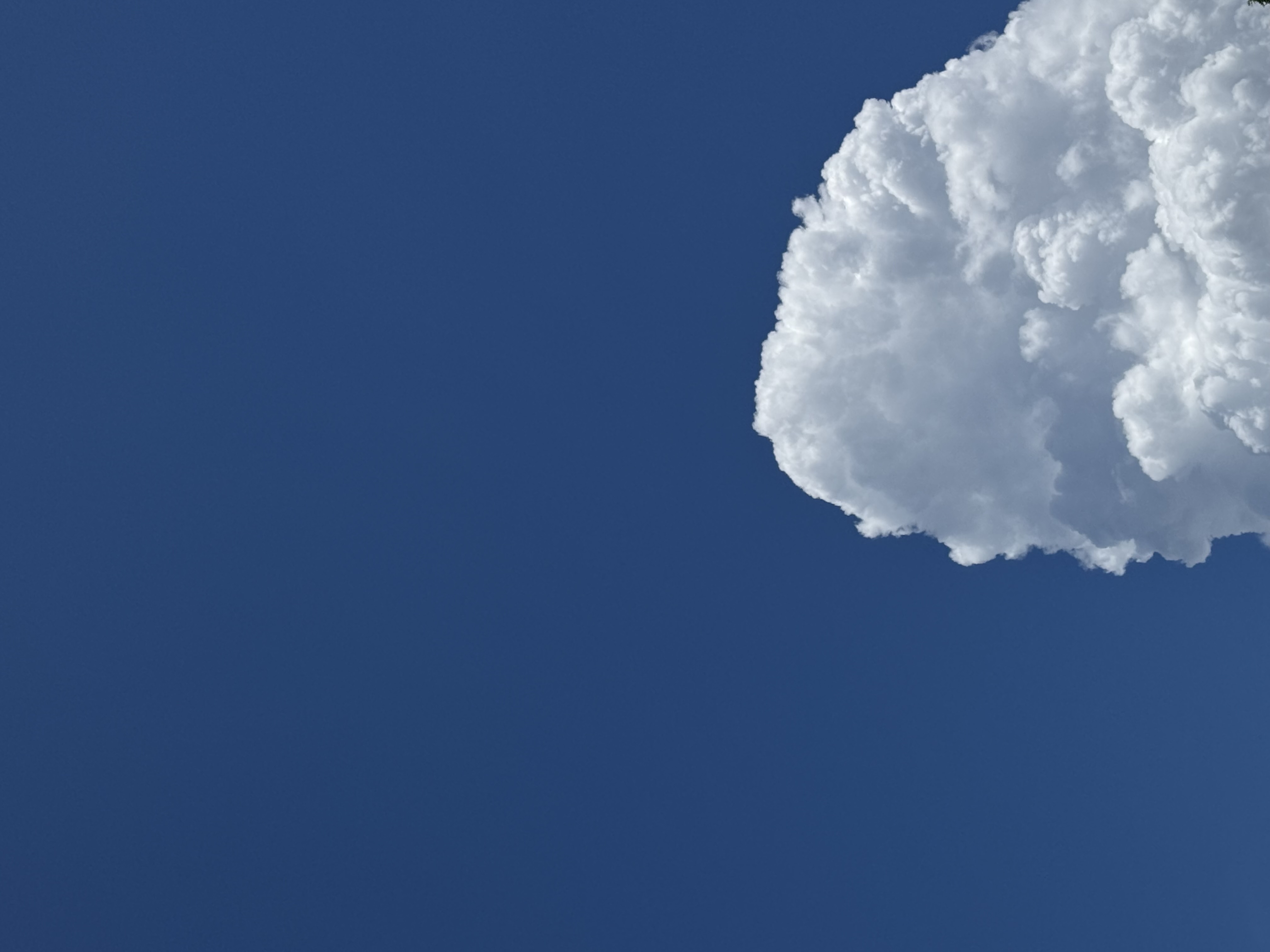 Cumulus cloud against deep blue sky